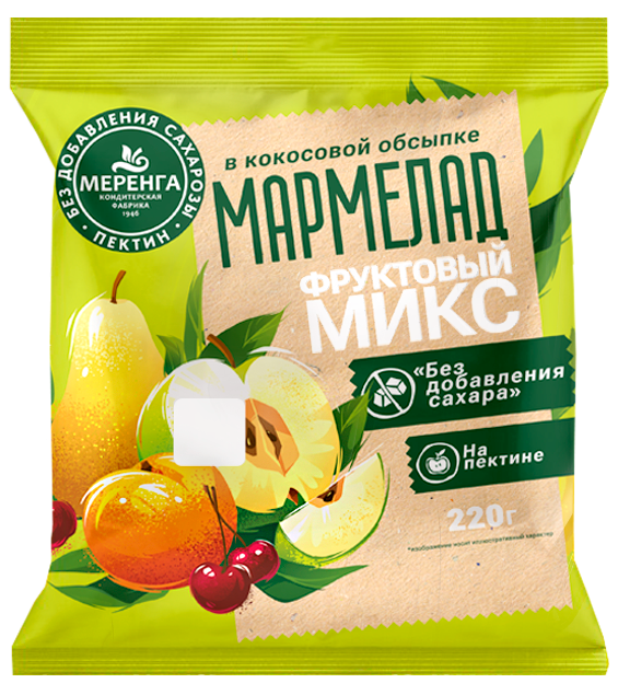  Меренга Мармелад без сахара в кокосовой обсыпке Фруктовый микс, 220г   в Юрге